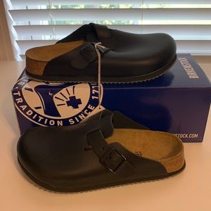 Birkenstock Boston bs regular black rubber sole